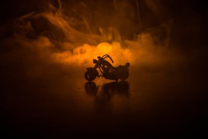 motorcycle in fog
